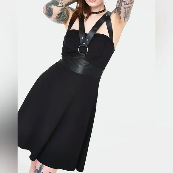 Black Sleeveless Release Me Skater Dress - Picture 1 of 11
